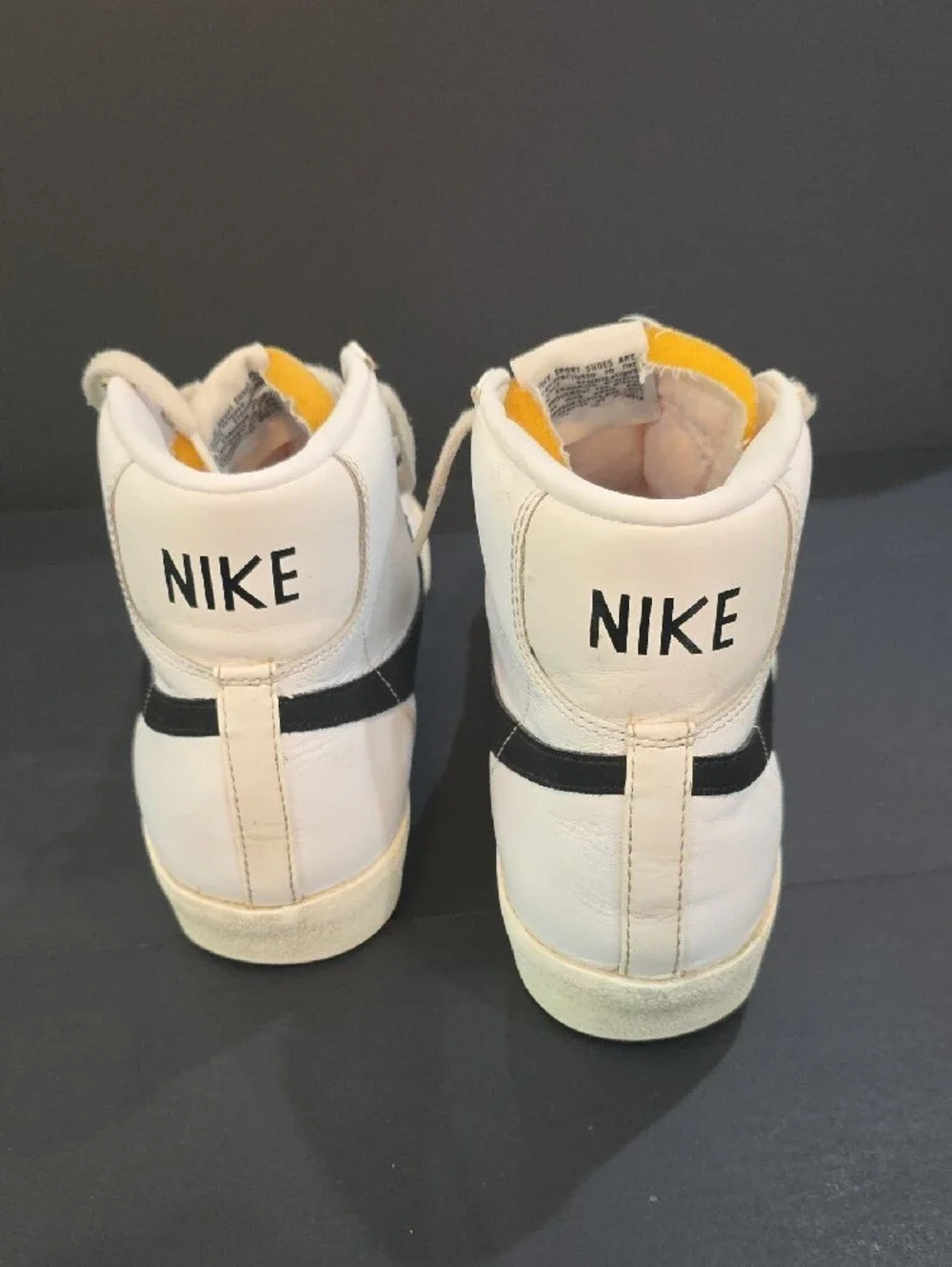 Nike Blazer Men’s High-Top Sneakers White with Black Swoosh Size 10.5